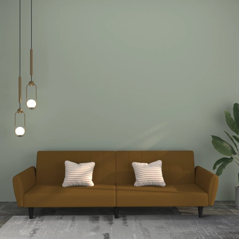 Schlafsofa 2-Sitzer Braun Samt Schlafsofa 2-Sitzer Braun Samt