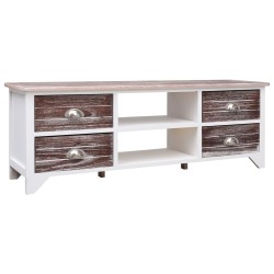 vidaXL TV-Schrank Weiß und Braun 115x30x40 cm Paulownia Holz