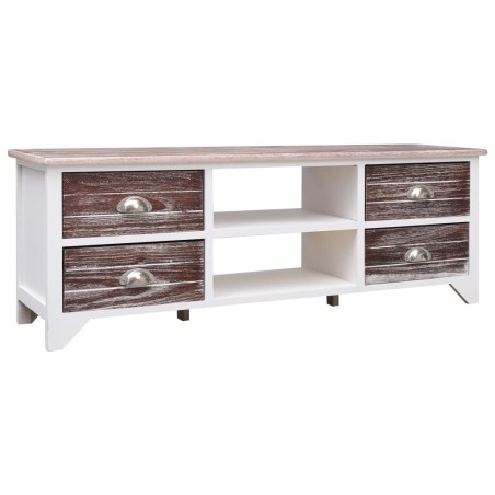 vidaXL TV-Schrank Weiß und Braun 115x30x40 cm Paulownia Holz