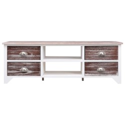 vidaXL TV-Schrank Weiß und Braun 115x30x40 cm Paulownia Holz