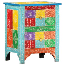 vidaXL Handbemalter Nachttisch 40×30×50 cm Mango Massivholz 