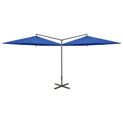 vidaXL Doppel-Sonnenschirm mit Stahlmast Azurblau 600 cm