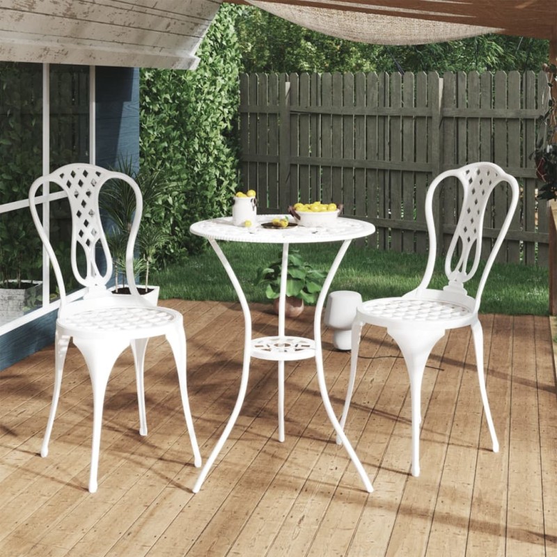 vidaXL 3-tlg. Bistro-Set Aluminiumguss Weiß vidaXL 3-tlg. Bistro-Set Aluminiumguss Weiß