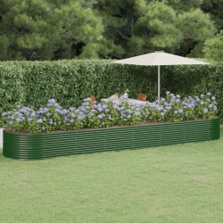 vidaXL Hochbeet Pulverbeschichteter Stahl 584x140x68 cm Grün