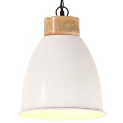 vidaXL Hängelampe Industrie-Stil Weiß Eisen & Massivholz 23 cm E27 