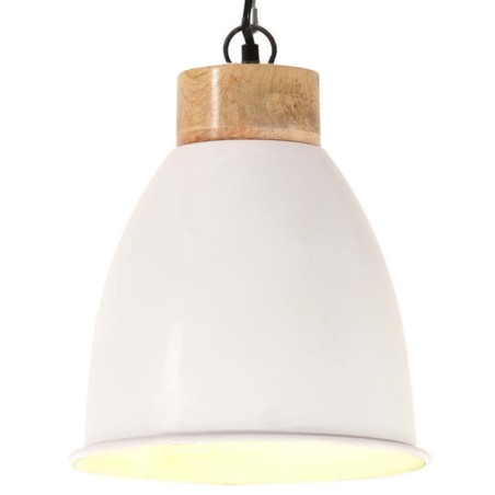 vidaXL Hängelampe Industrie-Stil Weiß Eisen & Massivholz 23 cm E27 