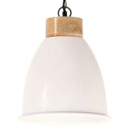 vidaXL Hängelampe Industrie-Stil Weiß Eisen & Massivholz 23 cm E27 