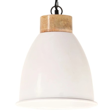 vidaXL Hängelampe Industrie-Stil Weiß Eisen & Massivholz 23 cm E27 