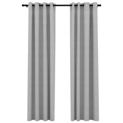 vidaXL Verdunkelungsvorhänge Ösen Leinenoptik 2 Stk. Grau 140x245 cm