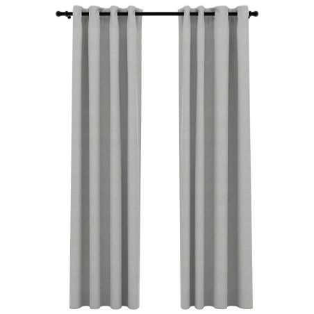 vidaXL Verdunkelungsvorhänge Ösen Leinenoptik 2 Stk. Grau 140x245 cm