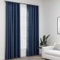 vidaXL Verdunkelungsvorhänge Haken Leinenoptik 2 Stk. Blau 140x225cm vidaXL Verdunkelungsvorhänge Haken Leinenoptik 2 Stk. Blau 140x225cm