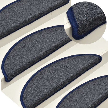 vidaXL Treppenmatten 15 Stk. Dunkelgrau und Blau 65x24x4 cm
