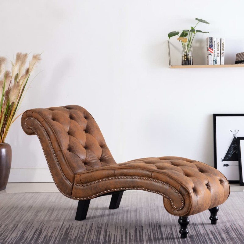 Chaiselongue Braun Wildleder-Optik Chaiselongue Braun Wildleder-Optik