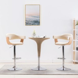 vidaXL Barhocker 2 Stk. Creme Bugholz und Kunstleder 