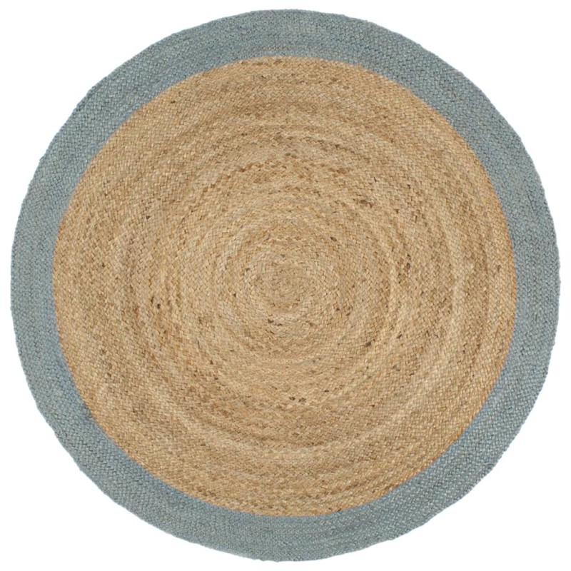 vidaXL Teppich Handgefertigt Jute mit Olivgrünem Rand 210 cm vidaXL Teppich Handgefertigt Jute mit Olivgrünem Rand 210 cm