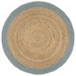 vidaXL Teppich Handgefertigt Jute mit Olivgrünem Rand 210 cm vidaXL Teppich Handgefertigt Jute mit Olivgrünem Rand 210 cm