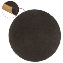 vidaXL Wendeteppich Geflochten Anthrazit und Natur 90 cm Jute Rund