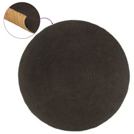 vidaXL Wendeteppich Geflochten Anthrazit und Natur 90 cm Jute Rund