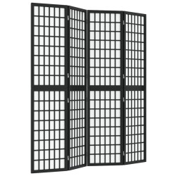 vidaXL 4-tlg. Paravent Japanischer Stil Faltbar 160x170 cm Schwarz