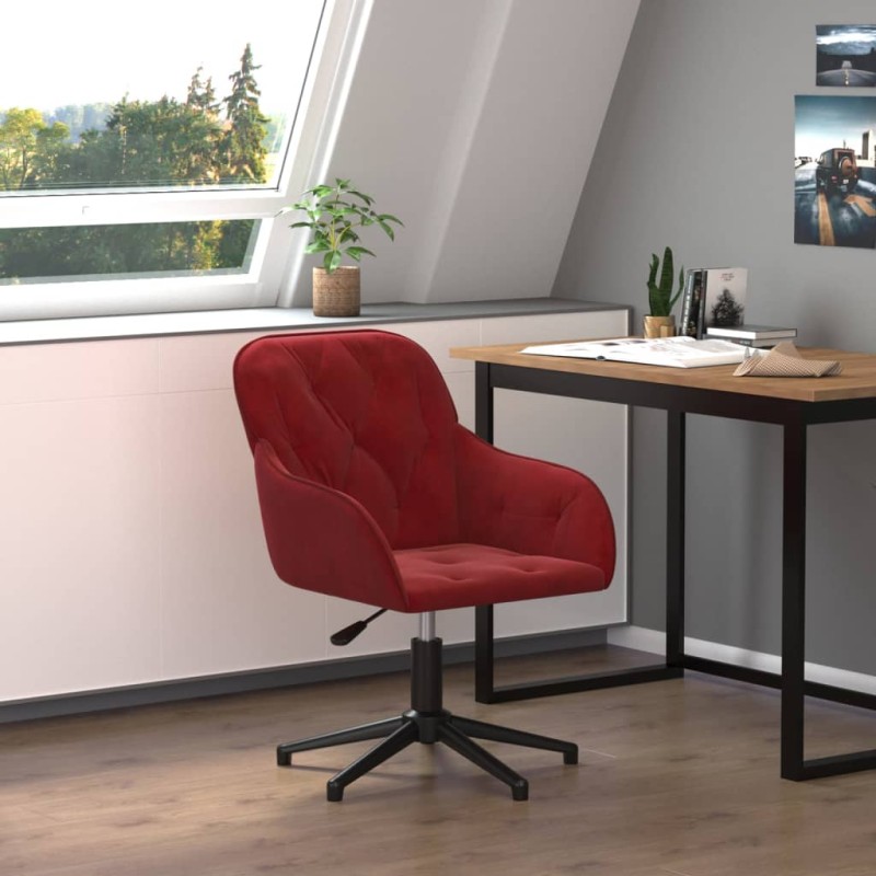 Bürostuhl Drehbar Weinrot Samt Bürostuhl Drehbar Weinrot Samt