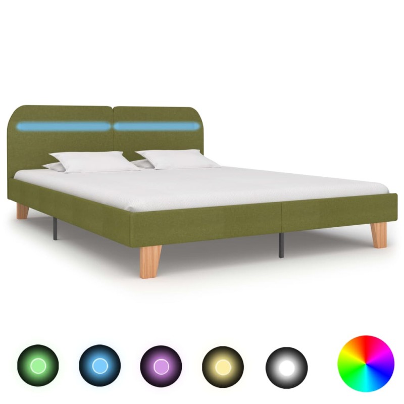 Bettgestell mit LED Grün Stoff 180x200 cm Bettgestell mit LED Grün Stoff 180x200 cm