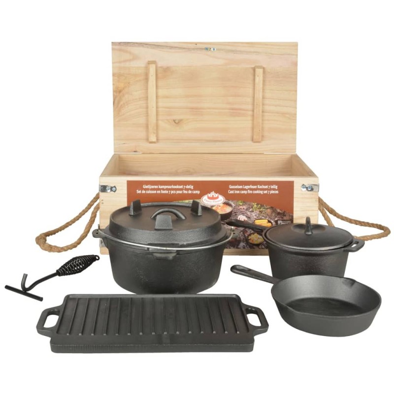 Esschert Design 7 tlg. Lagerfeuer Koch-Set Schwarz FF240 Esschert Design 7 tlg. Lagerfeuer Koch-Set Schwarz FF240