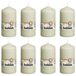 Bolsius Stumpenkerzen 8 Stk. 130 x 68 mm Elfenbeinfarben