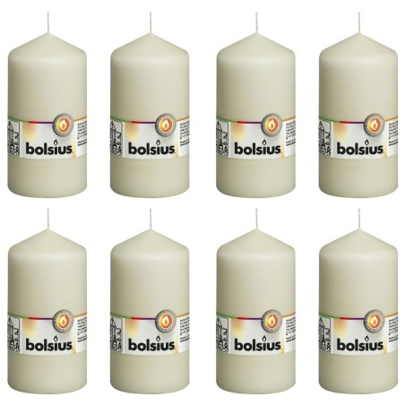 Bolsius Stumpenkerzen 8 Stk. 130 x 68 mm Elfenbeinfarben