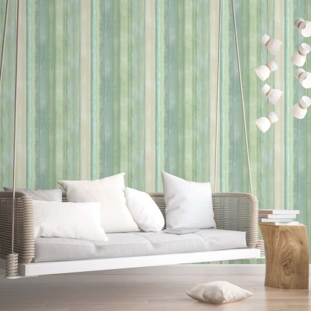 Evergreen Tapete Gradient Stripes Grün