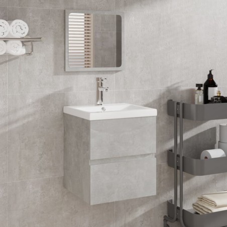 vidaXL Badschrank mit Spiegel Betongrau Holzwerkstoff