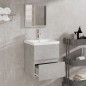 vidaXL Badschrank mit Spiegel Betongrau Holzwerkstoff vidaXL Badschrank mit Spiegel Betongrau Holzwerkstoff