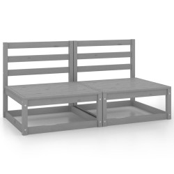 vidaXL Garten-Mittelsofas 2 Stk. Grau Kiefer Massivholz