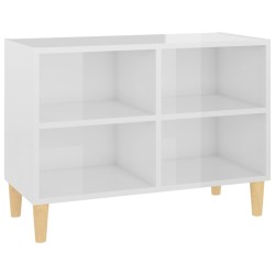 vidaXL TV-Schrank mit Massivholz-Beinen Hochglanz-Weiß 69,5x30x50 cm