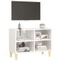 vidaXL TV-Schrank mit Massivholz-Beinen Hochglanz-Weiß 69,5x30x50 cm vidaXL TV-Schrank mit Massivholz-Beinen Hochglanz-Weiß 69,5x30x50 cm