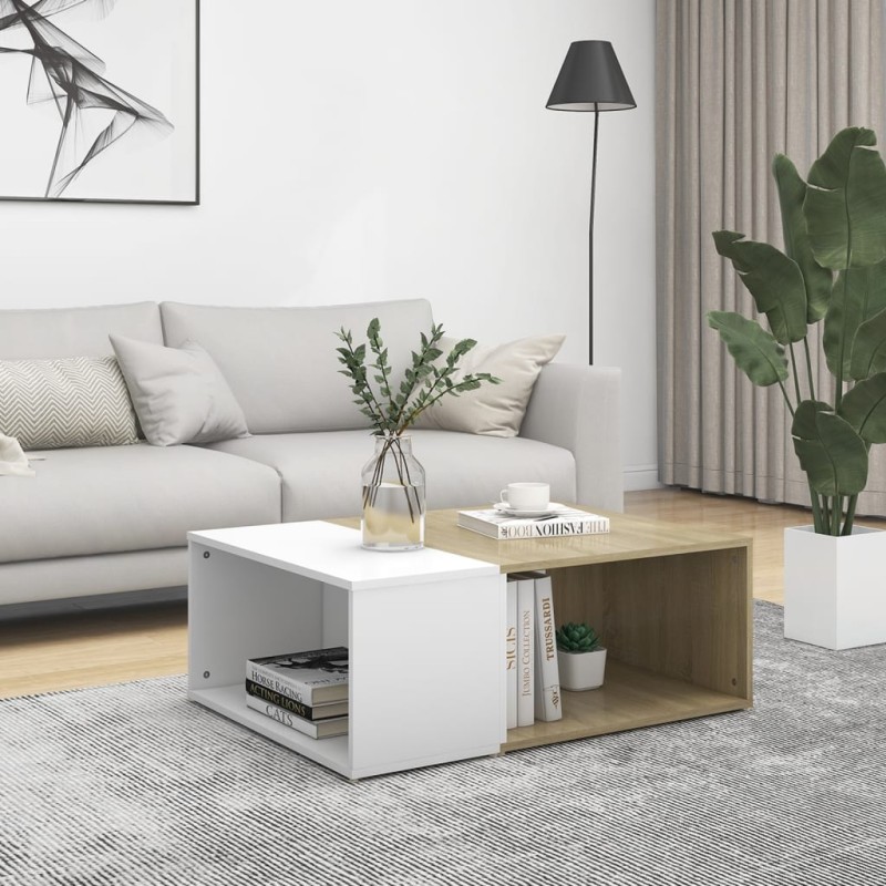 vidaXL Couchtisch Weiß Sonoma-Eiche 90x67x33 cm Holzwerkstoff vidaXL Couchtisch Weiß Sonoma-Eiche 90x67x33 cm Holzwerkstoff