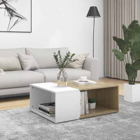 vidaXL Couchtisch Weiß Sonoma-Eiche 90x67x33 cm Holzwerkstoff