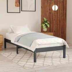 vidaXL Massivholzbett Grau 90x190 cm