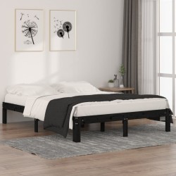 vidaXL Massivholzbett Schwarz 150x200 cm