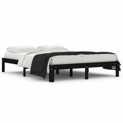 vidaXL Massivholzbett Schwarz 150x200 cm
