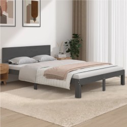 vidaXL Massivholzbett Grau 150x200 cm