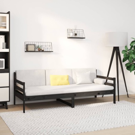vidaXL Tagesbett Schwarz 90x190 cm Massivholz Kiefer