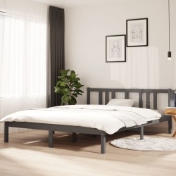 vidaXL Massivholzbett Grau 150x200 cm