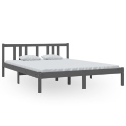 vidaXL Massivholzbett Grau 150x200 cm