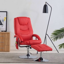 Massagesessel mit Fußhocker Rot Kunstleder