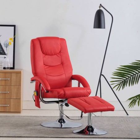 Massagesessel mit Fußhocker Rot Kunstleder