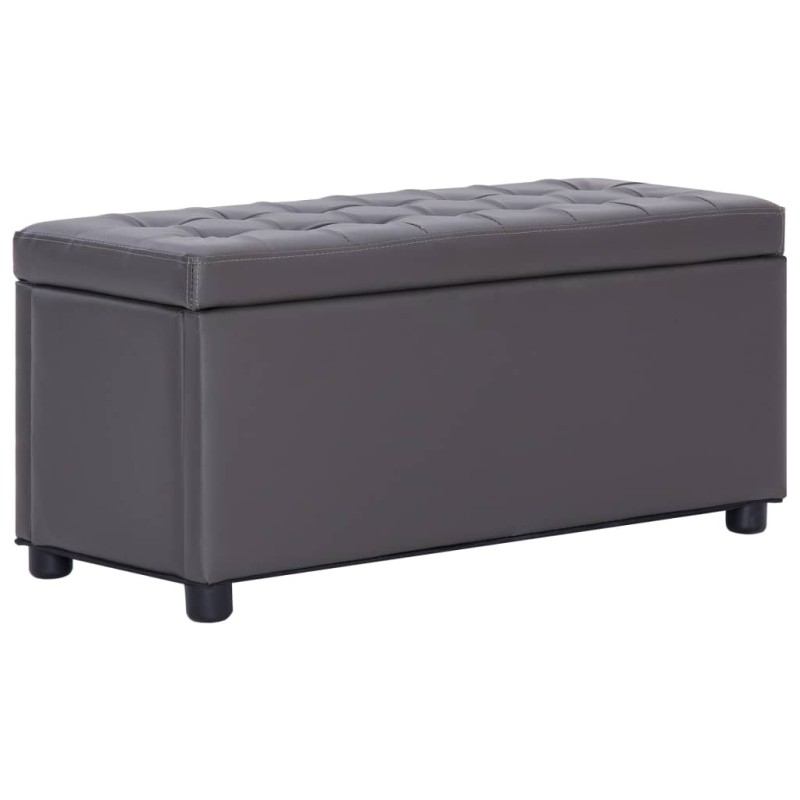 vidaXL Ottoman mit Stauraum 87,5 cm Grau Kunstleder vidaXL Ottoman mit Stauraum 87,5 cm Grau Kunstleder