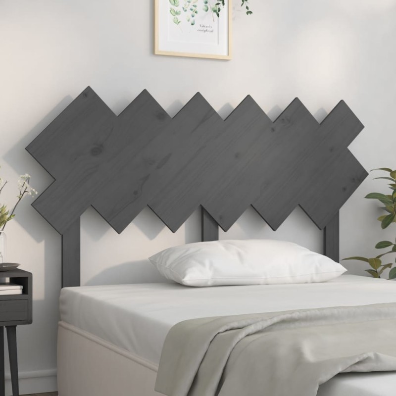 vidaXL Bett-Kopfteil Grau 132x3x81 cm Massivholz Kiefer