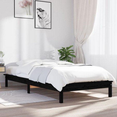 vidaXL Massivholzbett Schwarz 100x200 cm Kiefer