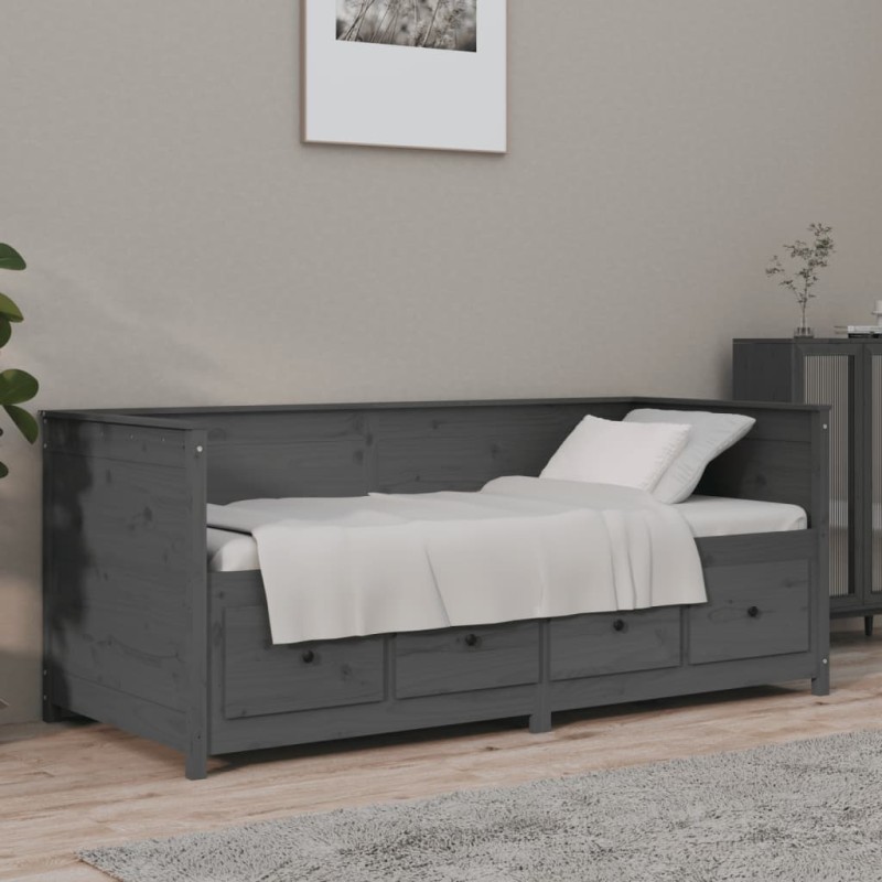 vidaXL Tagesbett Grau 100x200 cm Massivholz Kiefer vidaXL Tagesbett Grau 100x200 cm Massivholz Kiefer
