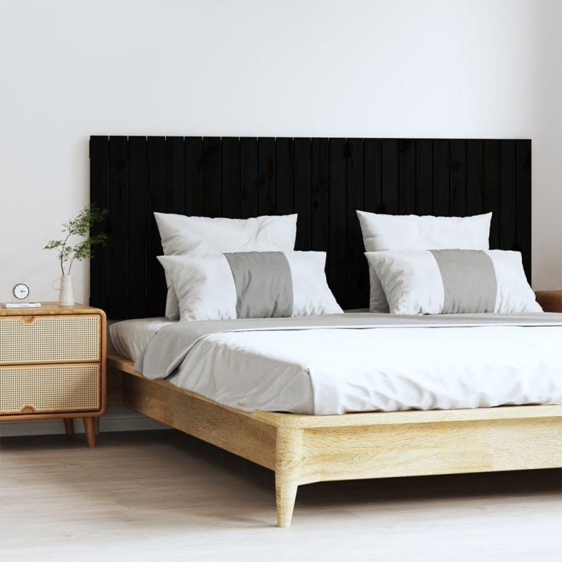 vidaXL Wand-Kopfteil Schwarz 159,5x3x60 cm Massivholz Kiefer